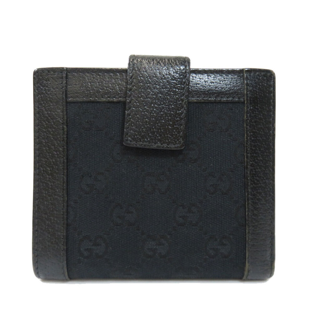 Gucci Wallet Canvas Closure Double Wallet GG Bi fold Snap Leather
